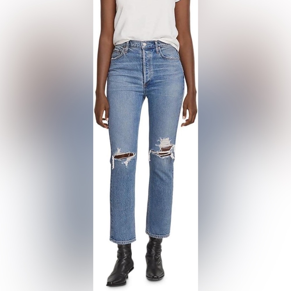 AGOLDE Riley High Rise Straight Crop Jeans
